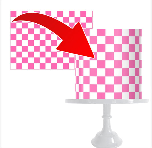Checkered Cake wrap Sheet, Pink and White Pattern, 8x10 inches, Edible Icing sheet