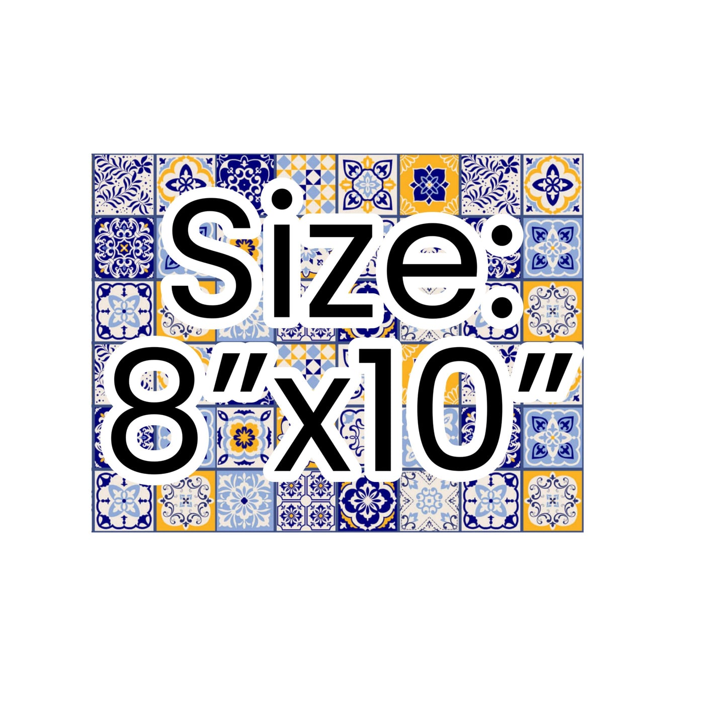 EDIBLE PAPER- blue and yellow tiles cake wrap icing sheet 8x10in, Mediterranean edible tiles, Spanish tiles cake topper