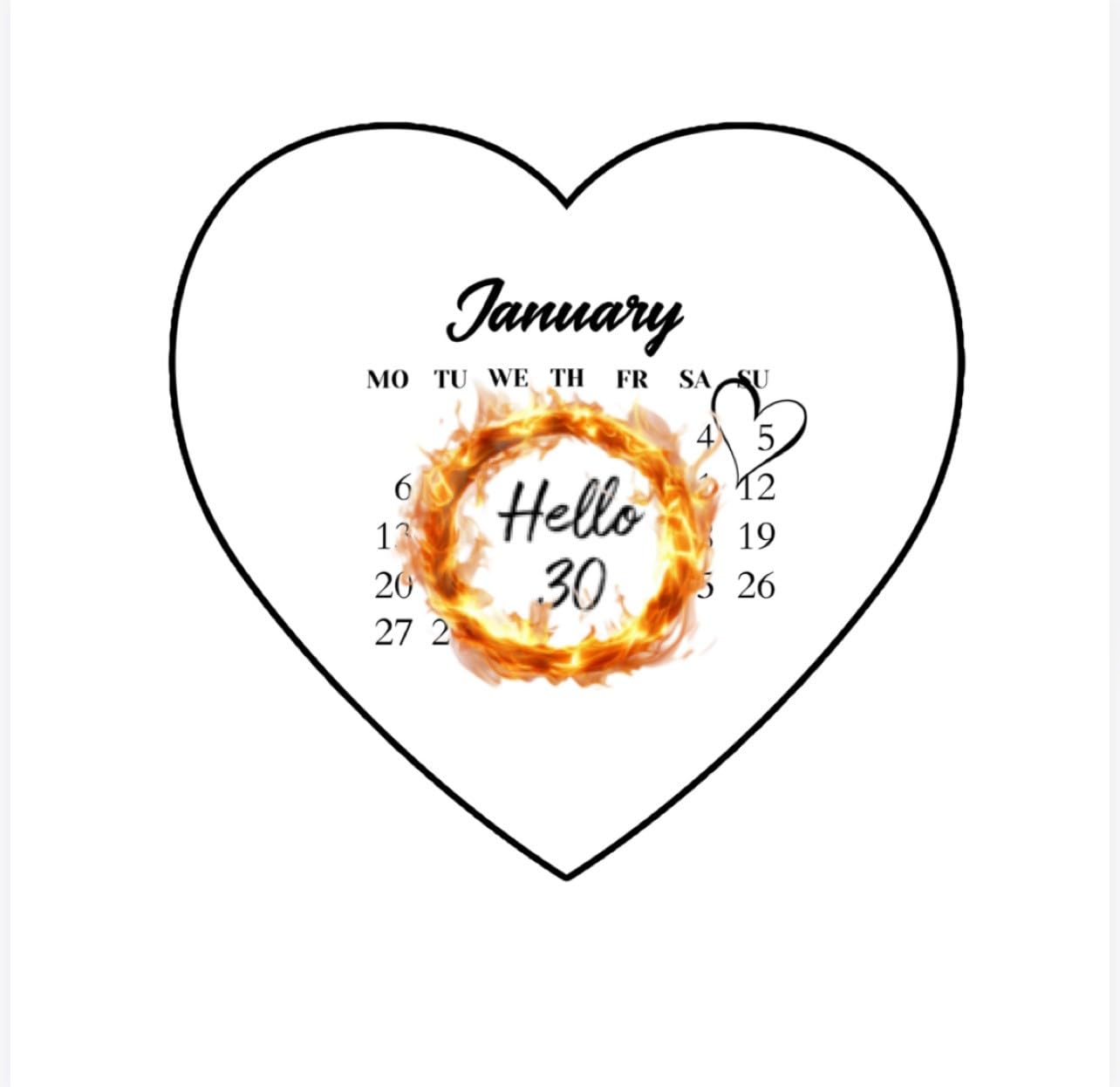 Custom burn away cake toppers set 5-8 Inch, Wafer and Frosting Paper with Calendar Design and your own hidden message