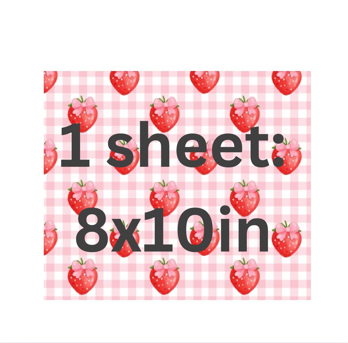 Strawberry Gingham Pattern Edible Cake topper Wrap, 8x10 inches, Icing Sheet cake Topper