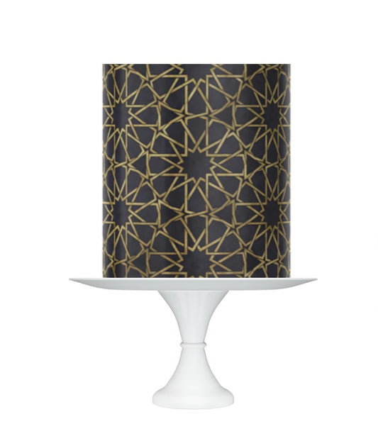 Moroccan Pattern Edible Cake warp Topper, Islamic design icing sheet 8x10in