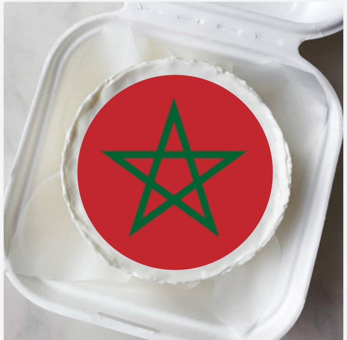 Morocco Flag Edible Cake Toppers, Round and Rectangular Decorative Icing Sheets for Cakes and Cupcakes, Red and Green Star Design