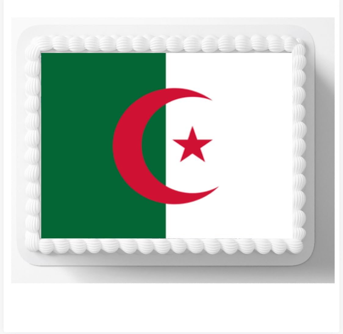 Algerian Flag Edible Cake Toppers, Decorative Cupcake Desserts, Green White Red Algeria design for cake or cupcakes