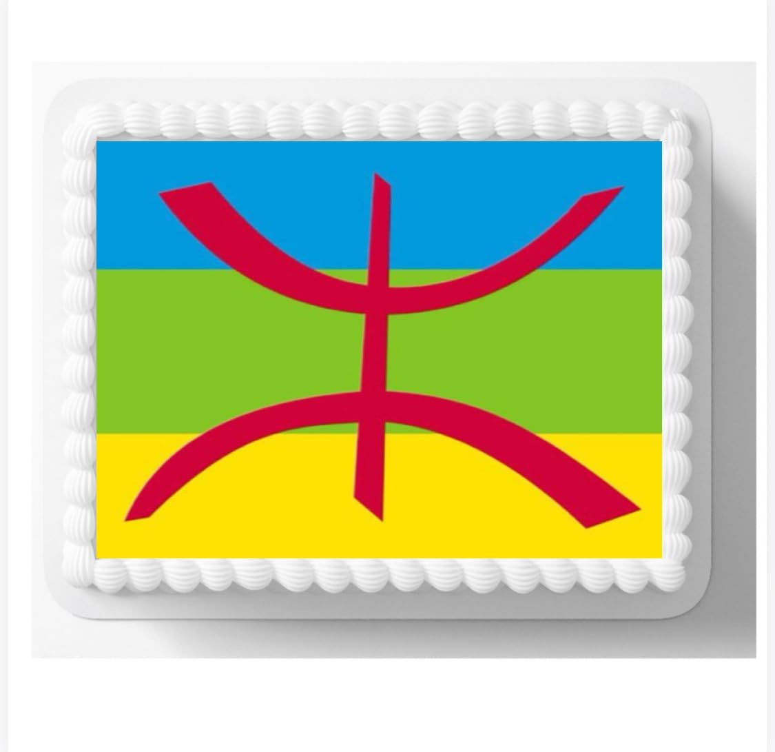 Moroccan Berber Amazighe Flag Edible Cake Topper, Decorative Frosting Sheet