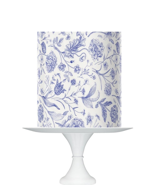 Blue Floral Toile Pattern Cake topper Wrap Icing Sheet, 8x10 inches, Baby Shower Cake Decorating, Blue toile de jouy baby shower cake topper wrap icing sheet, baby blue floral pattern cake wrap