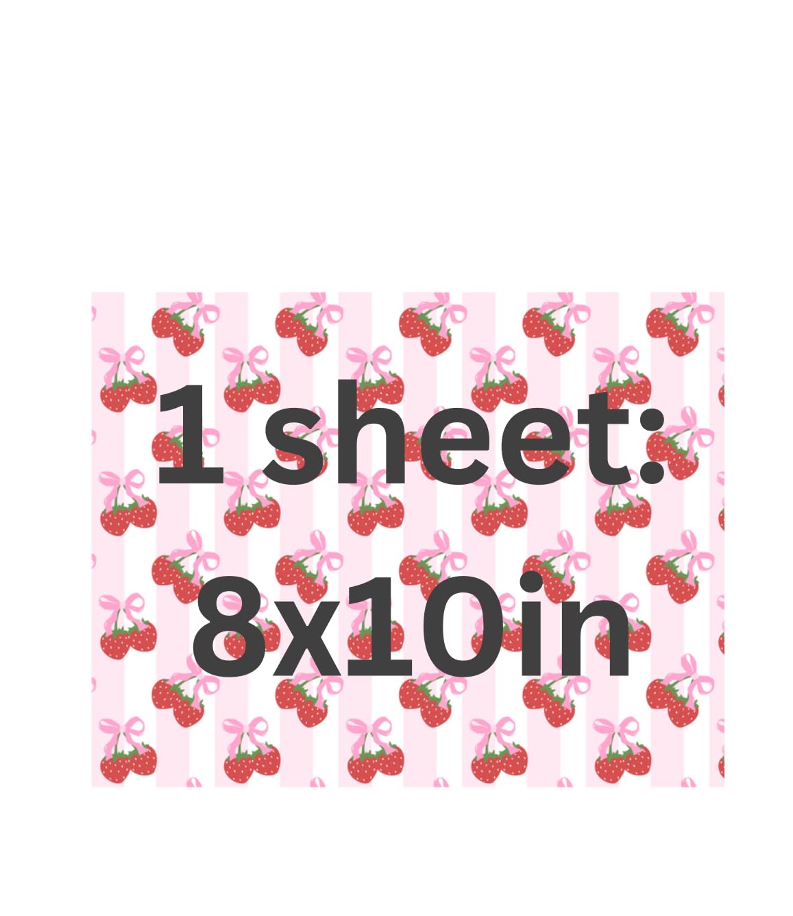 Strawberry Pattern Cake Topper Icing Sheet with Pink Bows, 8x10 inches Strawberry themed party, strawberry coquette bows.