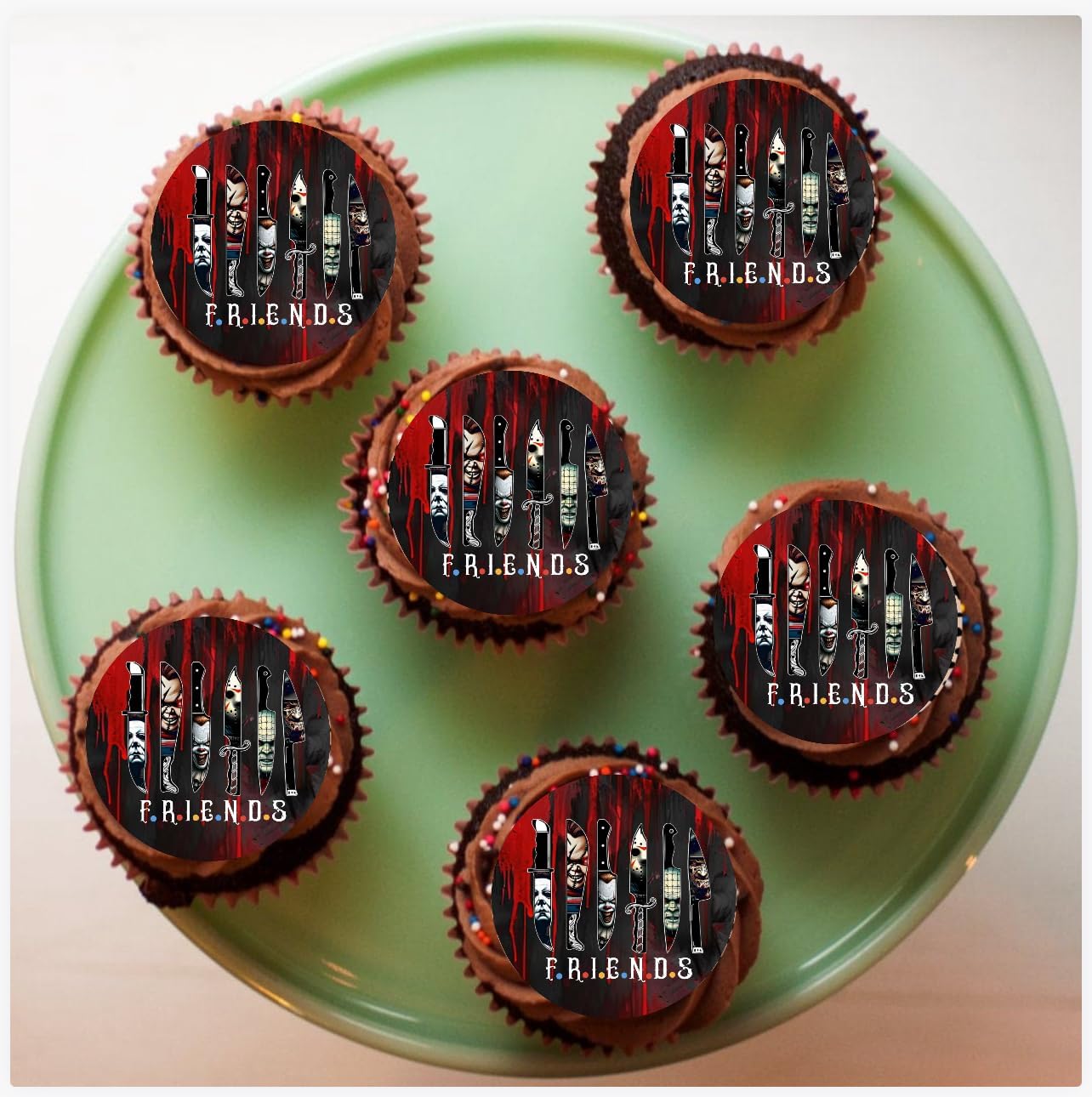 Horror Movie Characters Edible Cake Toppers, Halloween Theme Icing Sheet Decorations, for Birthday Cakes, Cupcakes, killers birthday, spooky vibes