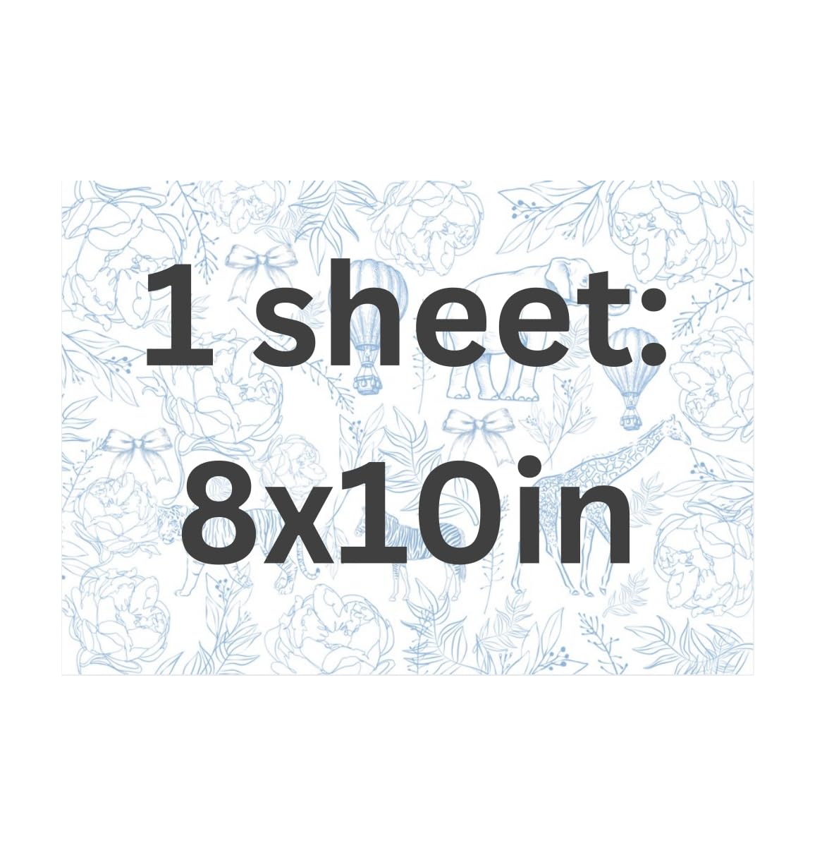 Blue Toile Safari Baby Shower Cake Topper, 8x10 inch Icing Sheet, Vintage Blue Jungle Design