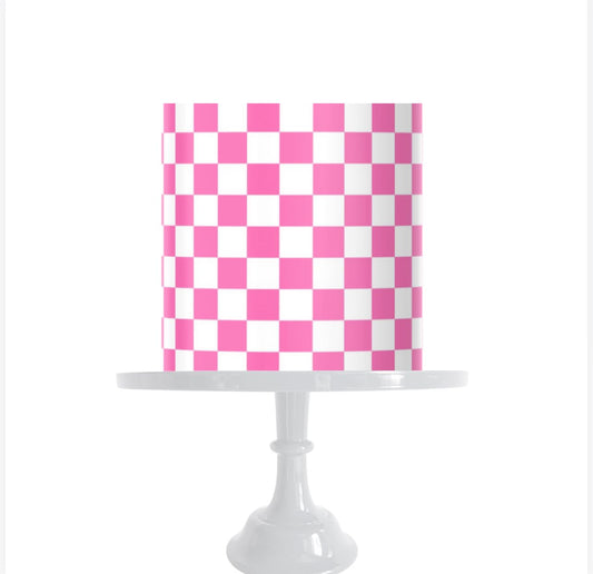 Checkered Cake wrap Sheet, Pink and White Pattern, 8x10 inches, Edible Icing sheet