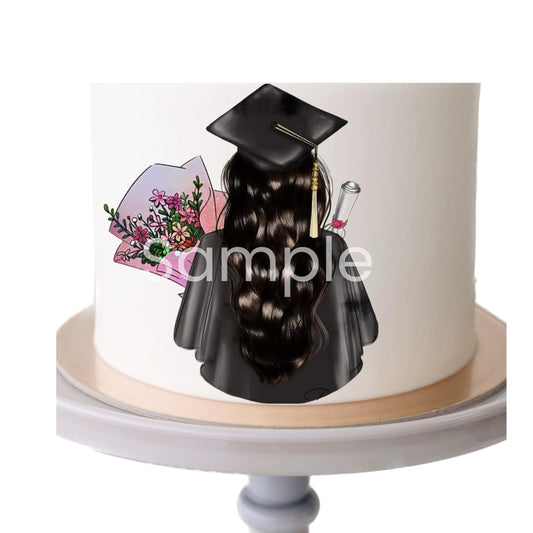 Generic 2024 graduation edible image topper, graduated girl topper size 5'', icing sheet, sugar paper edible topper