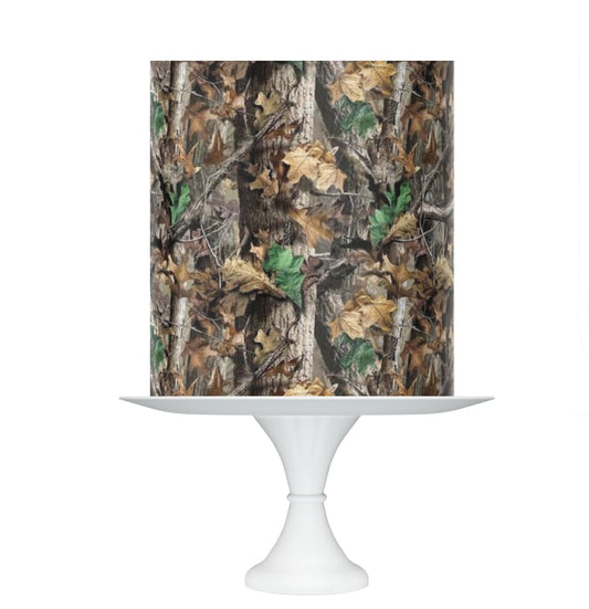 Hunting Camo Pattern Edible Cake Topper Wrap, 8 x 10 inches, Tree Leaves Design