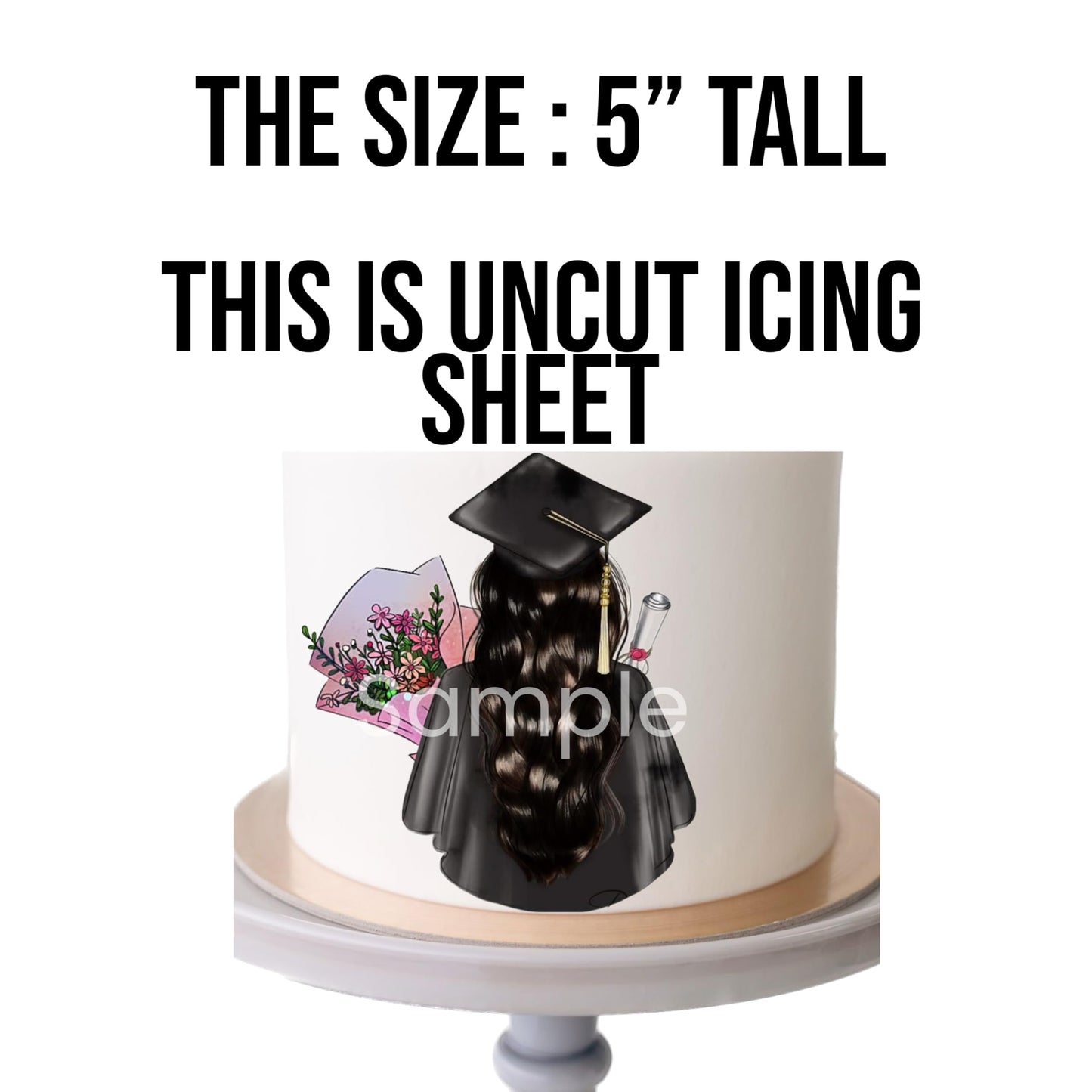 Generic 2024 graduation edible image topper, graduated girl topper size 5'', icing sheet, sugar paper edible topper
