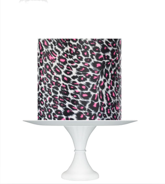 Edible Cake Wrap, Pink Leopard Print Design, 8x10 inches, Icing Sheet Topper