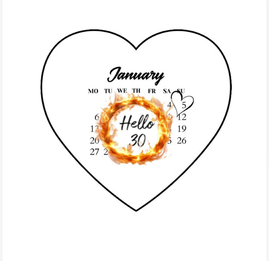 Custom burn away cake toppers set 5-8 Inch, Wafer and Frosting Paper with Calendar Design and your own hidden message