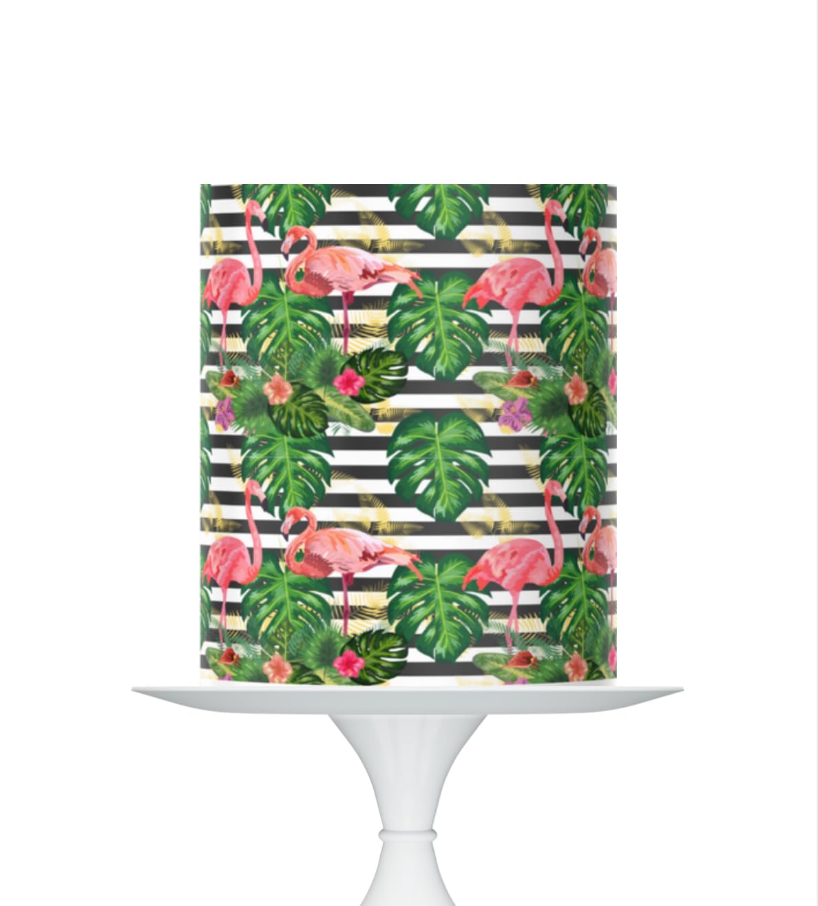 Tropical Flamingo Edible Cake Topper, 8x10 inches, Icing Sheet with Palm Leaves Design