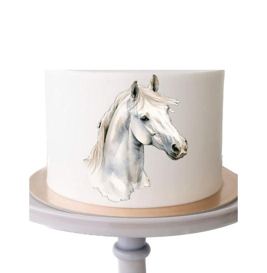 Edible White Horse Cake Topper, Icing Sheet Design, 5 Inches Tall
