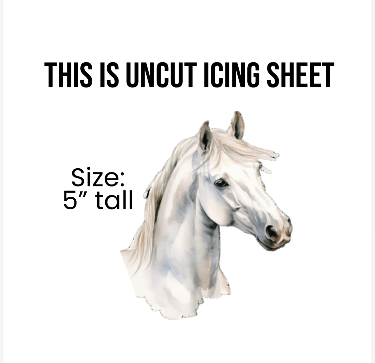 Edible White Horse Cake Topper, Icing Sheet Design, 5 Inches Tall