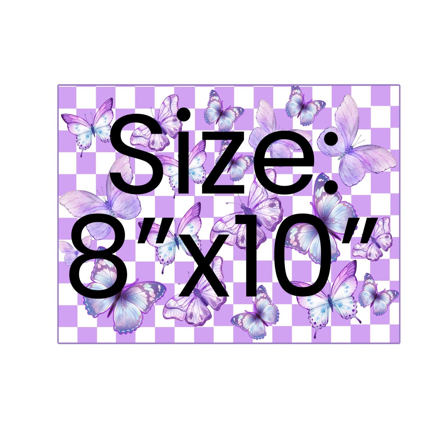 EDIBLE PAPER Purple butterflies design cake wrap icing sheet, purple checkers background with butterflies edible cake topper